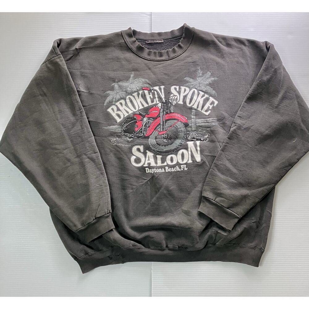 Vintage Daytona Bike Week Crewneck Sweatshirt Broken Spoke Saloon Cotton Sz XL